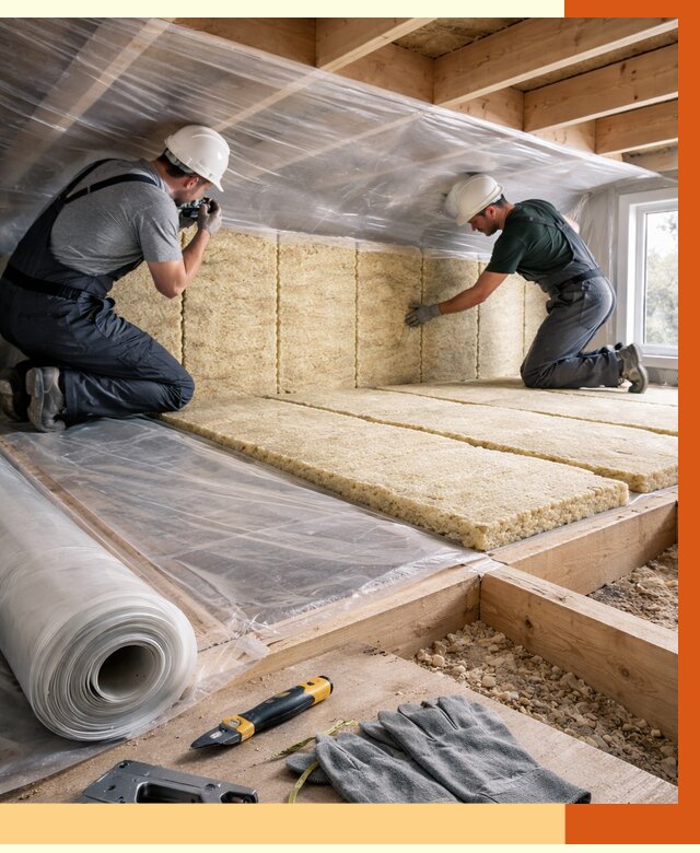 Утепление перекрытий в Кронштадте от 2974 руб/м2 — утепление межэтажных и чердачных | ТепломастерКрн