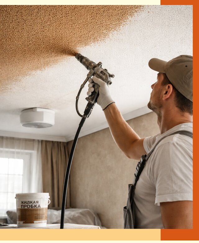 Утепление потолка жидкой пробкой в Кронштадте от 3652 руб. | ТепломастерКрн