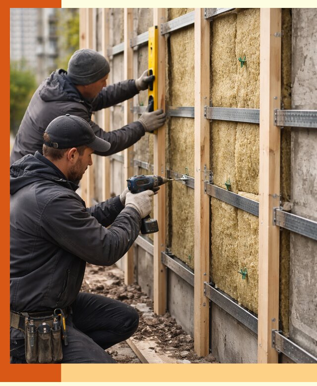 Монтаж обрешетки под утепление зданий и квартир в Кронштадте